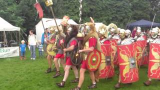 Roman Reenactment at the Amphitheatre in Caerleon Marching In [upl. by Nillor627]