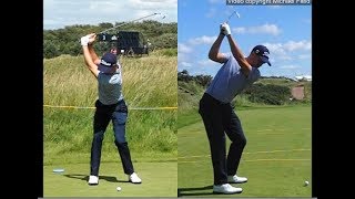 Justin Thomas golf swing  Long Iron faceon amp downtheline July 2017 [upl. by Audly75]