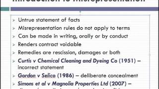 Misrepresentation Lecture 1 of 4 [upl. by Bailie]